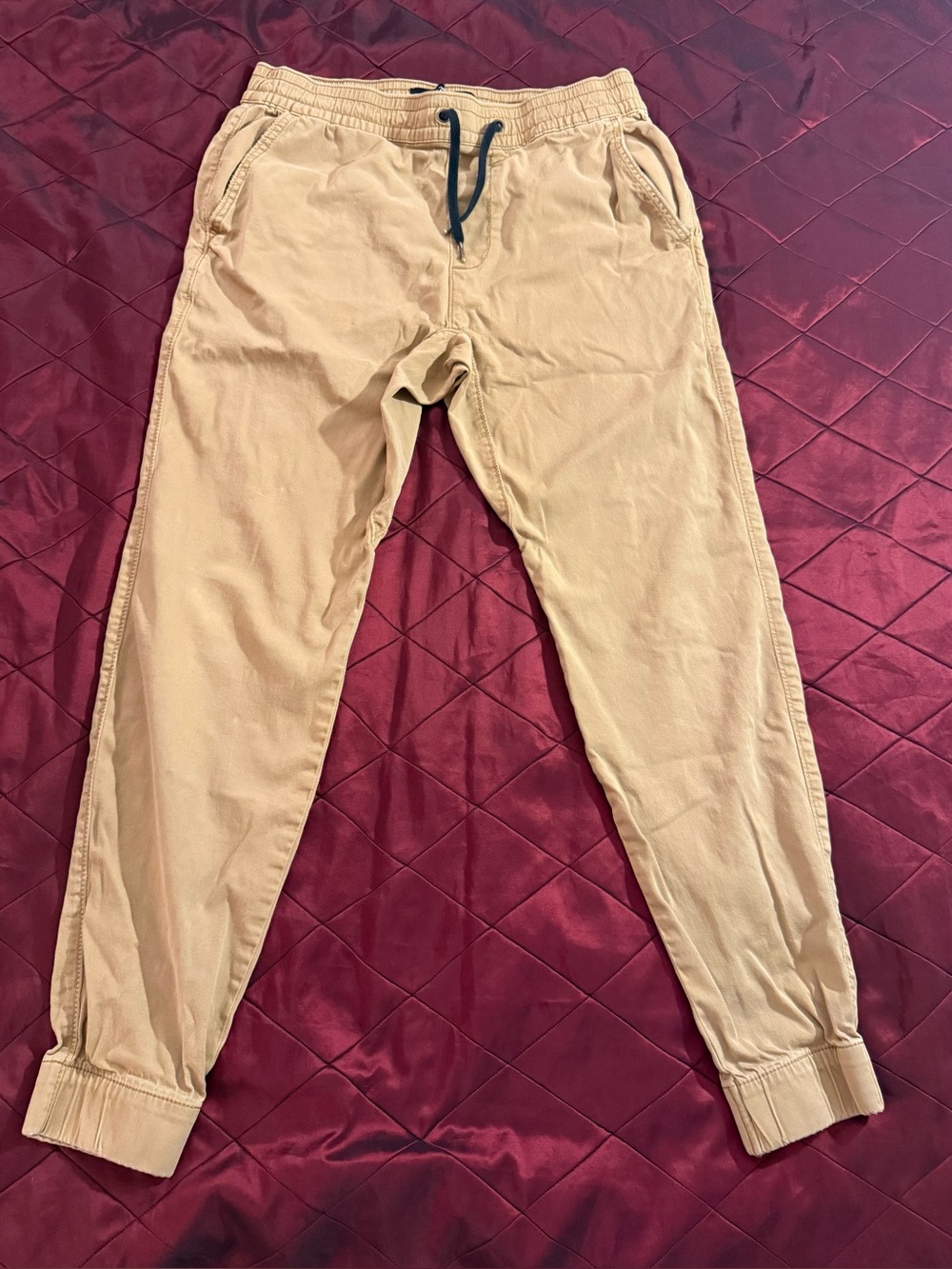GUC Hollister Men's Khaki/Tan Advanced Stretch Skinny Jogger Pants - Size L
